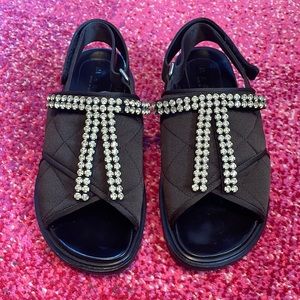 NWOT Marni olive green satin Fusbett sandals